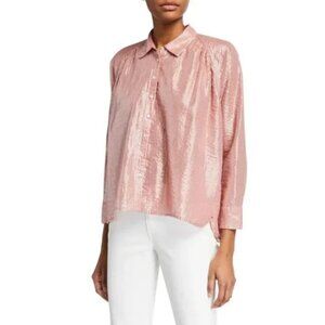 Xirena Kiran Shimmer Lurez Blouse in Pink Opal Size Small NWOT